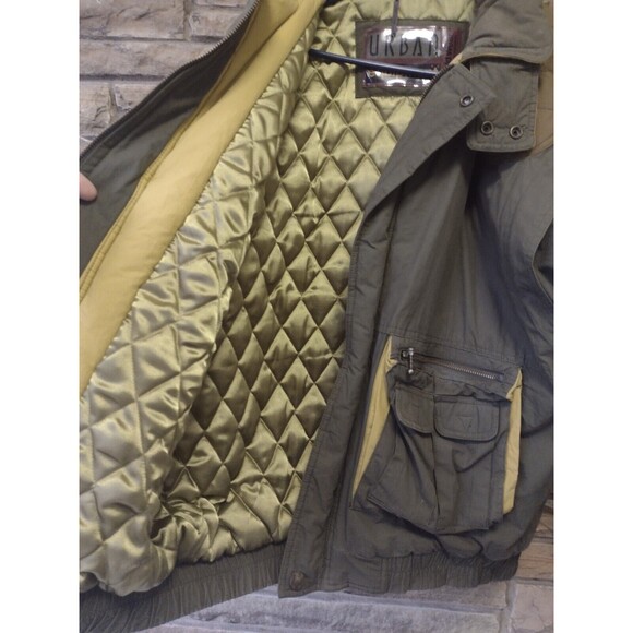 Vintage Urban Equipment Green Military Style Bomber Aviator Jacket W Hood Sz L - Picture 6 of 16